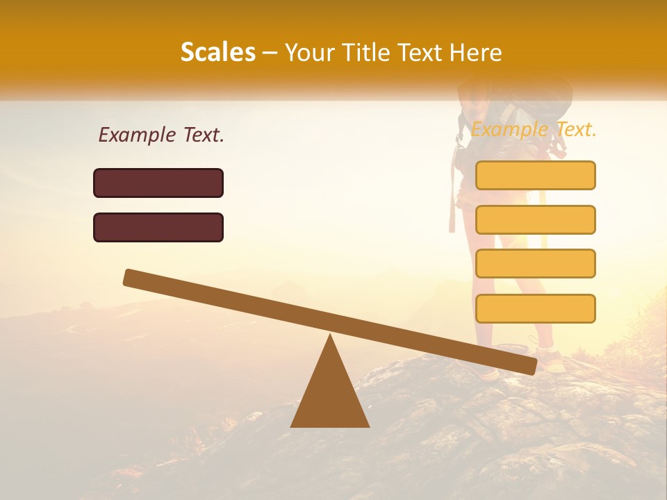 A Woman Standing On Top Of A Mountain With A Backpack PowerPoint Template