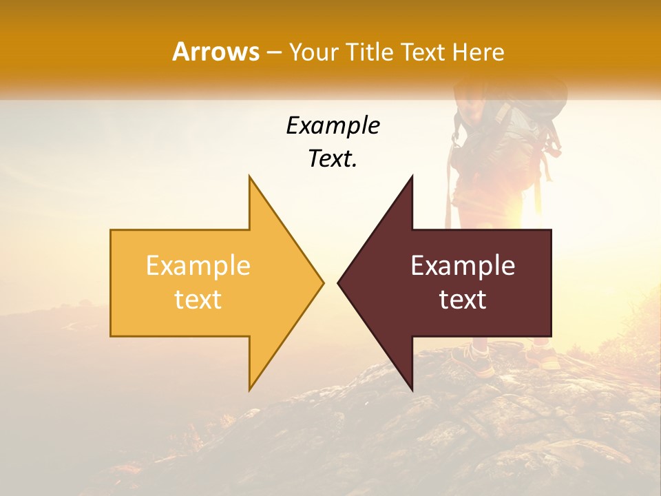 A Woman Standing On Top Of A Mountain With A Backpack PowerPoint Template