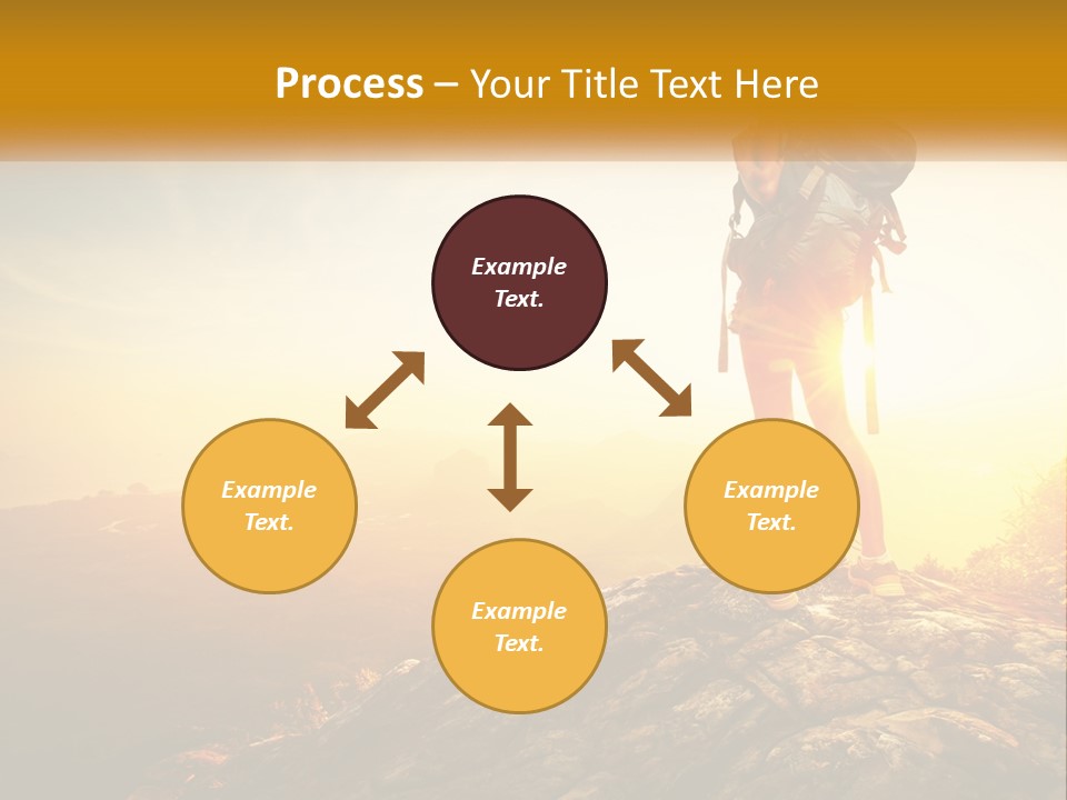 A Woman Standing On Top Of A Mountain With A Backpack PowerPoint Template