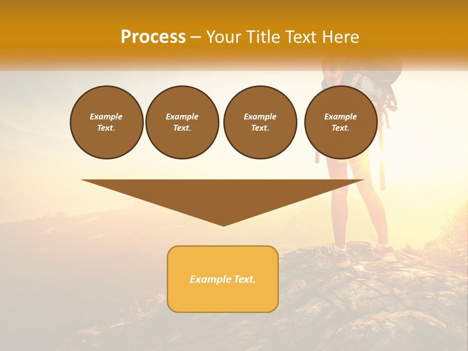 A Woman Standing On Top Of A Mountain With A Backpack PowerPoint Template