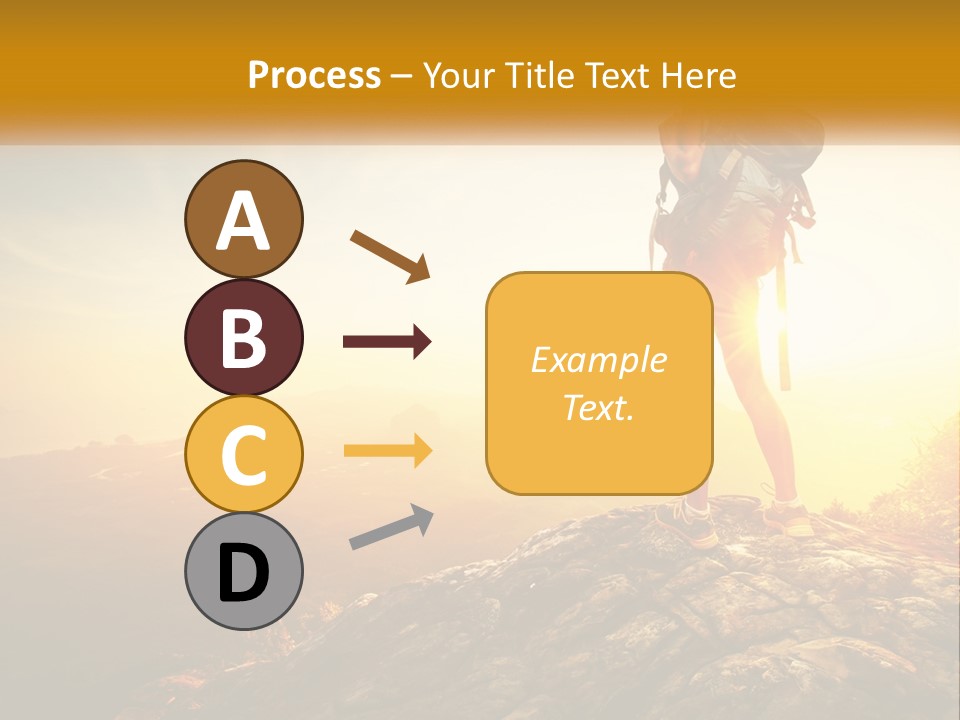 A Woman Standing On Top Of A Mountain With A Backpack PowerPoint Template
