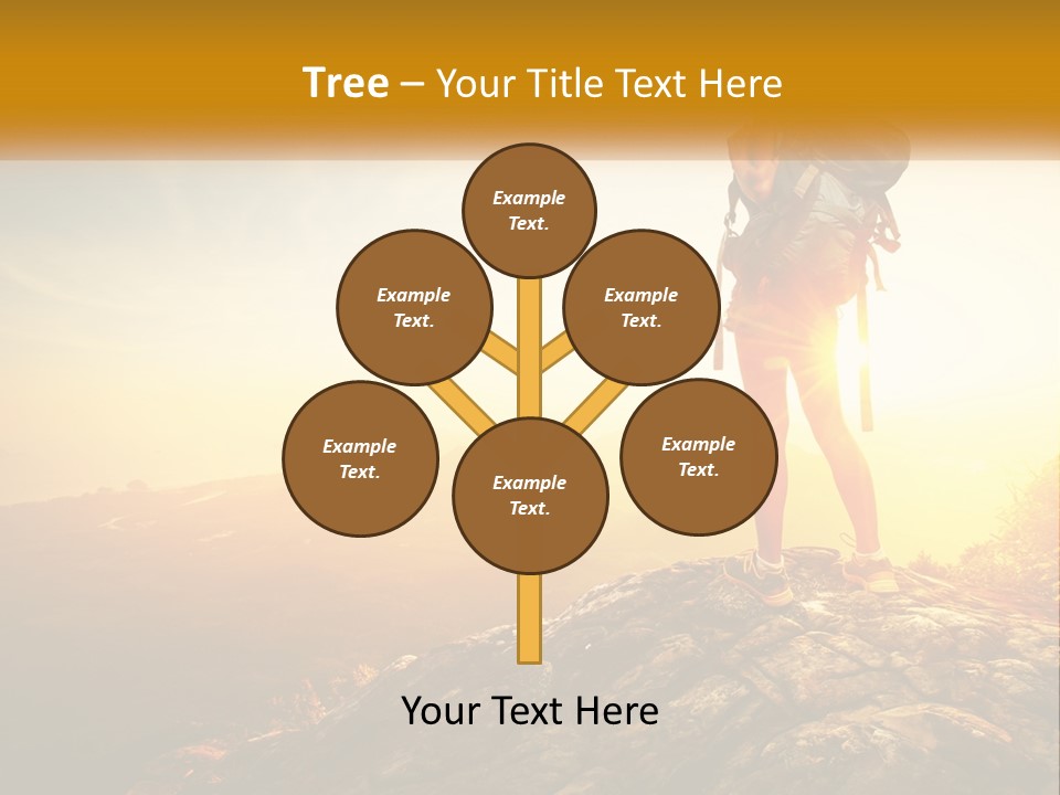 A Woman Standing On Top Of A Mountain With A Backpack PowerPoint Template