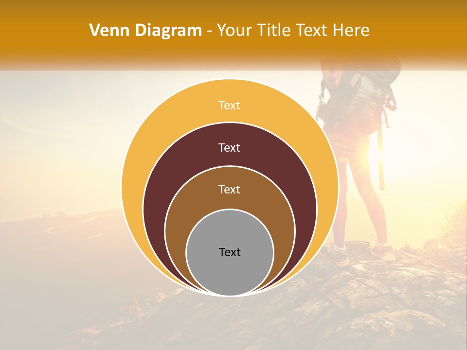 A Woman Standing On Top Of A Mountain With A Backpack PowerPoint Template