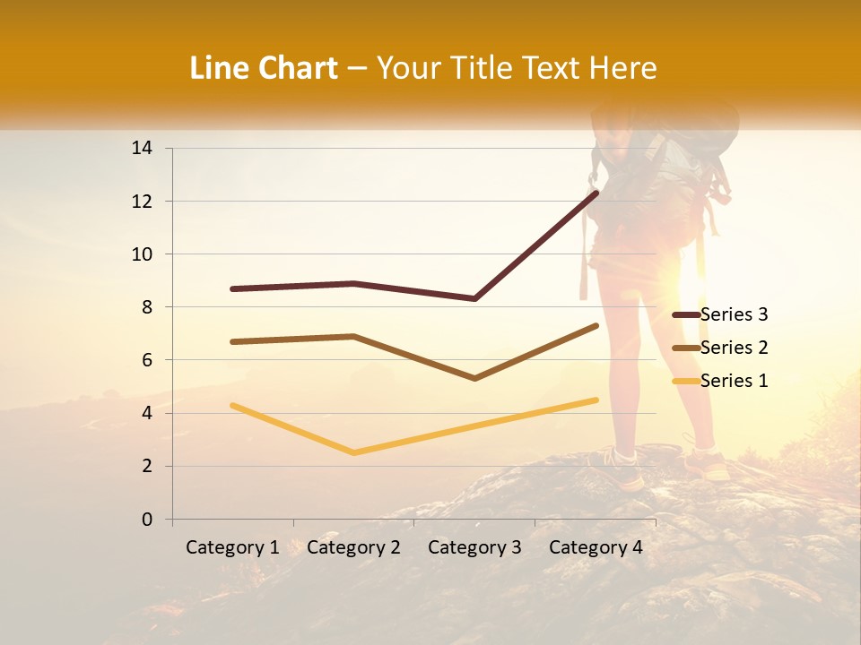 A Woman Standing On Top Of A Mountain With A Backpack PowerPoint Template