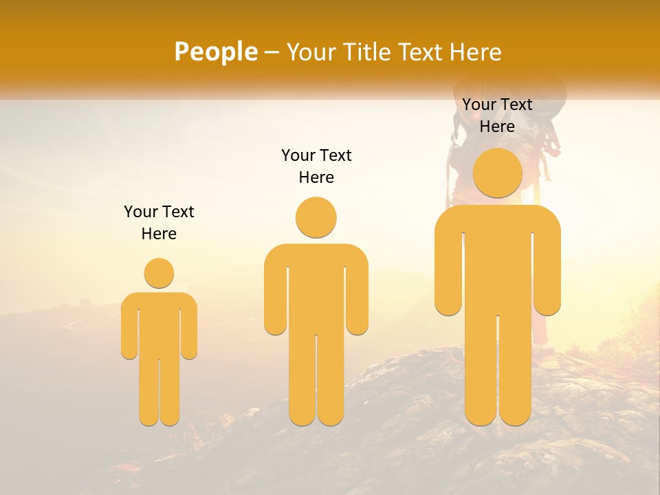 A Woman Standing On Top Of A Mountain With A Backpack PowerPoint Template