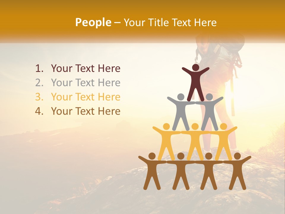 A Woman Standing On Top Of A Mountain With A Backpack PowerPoint Template