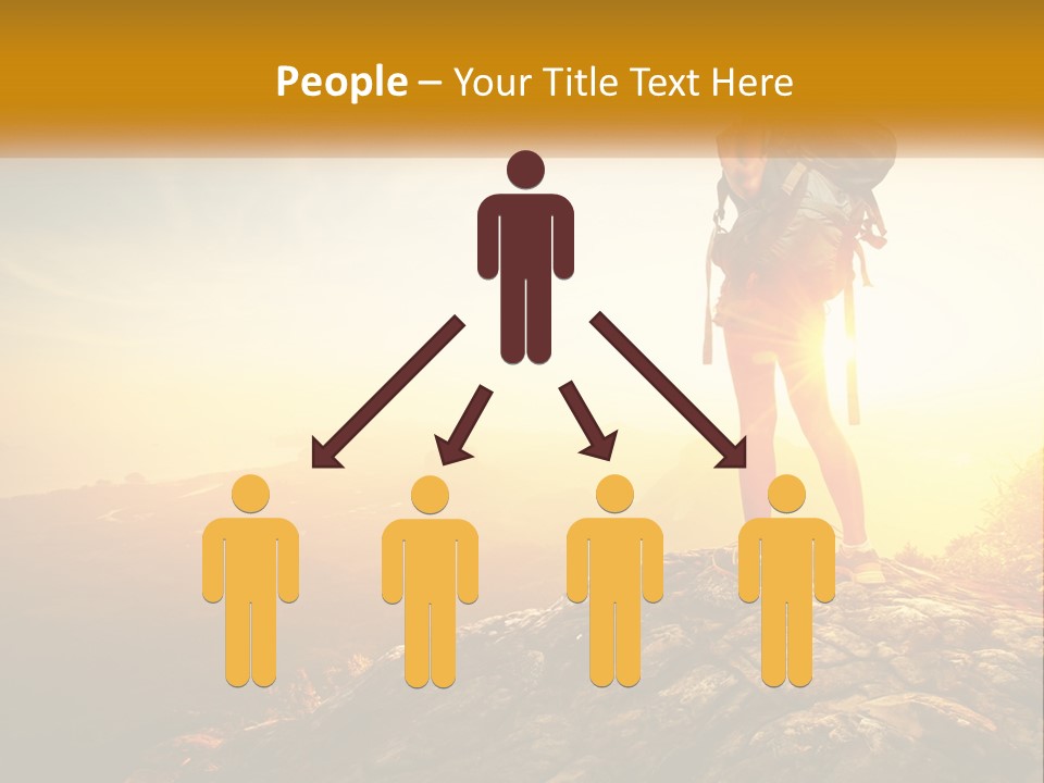 A Woman Standing On Top Of A Mountain With A Backpack PowerPoint Template
