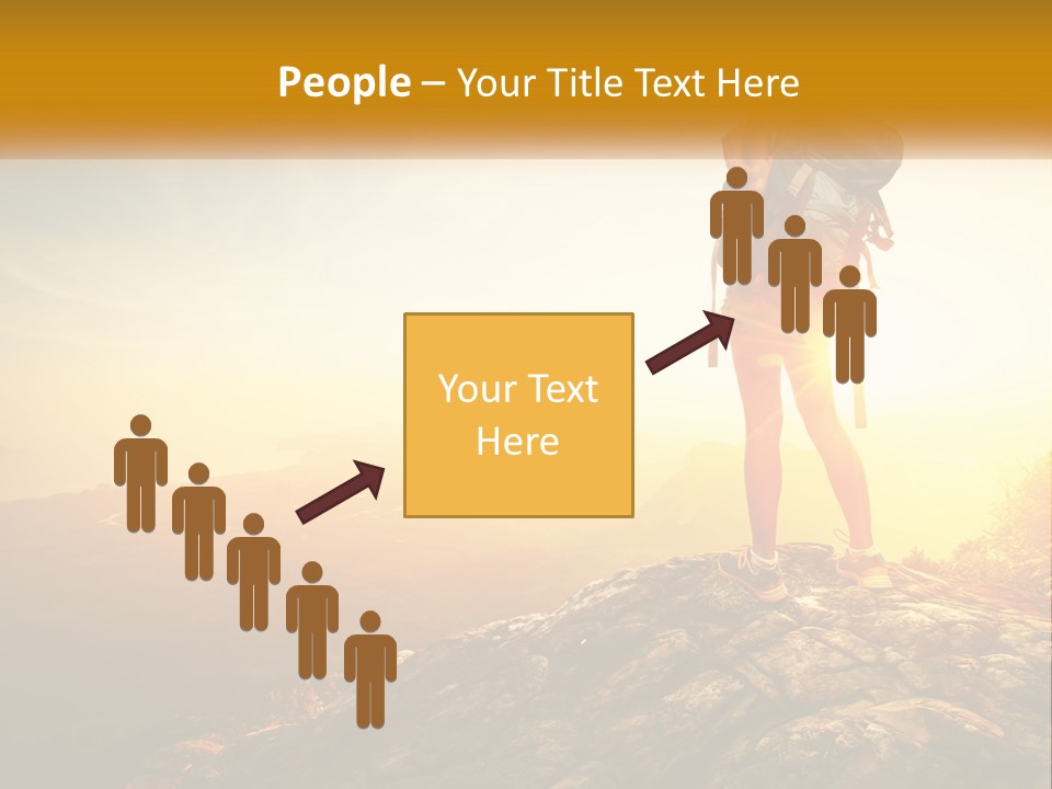 A Woman Standing On Top Of A Mountain With A Backpack PowerPoint Template
