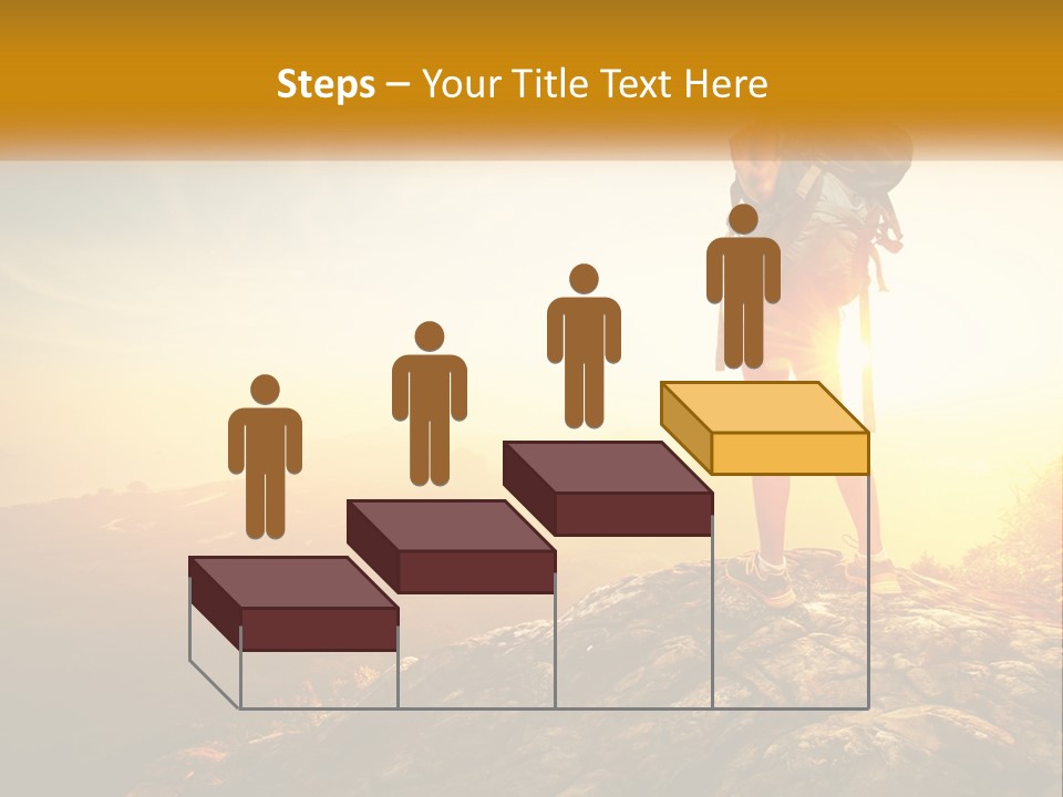 A Woman Standing On Top Of A Mountain With A Backpack PowerPoint Template