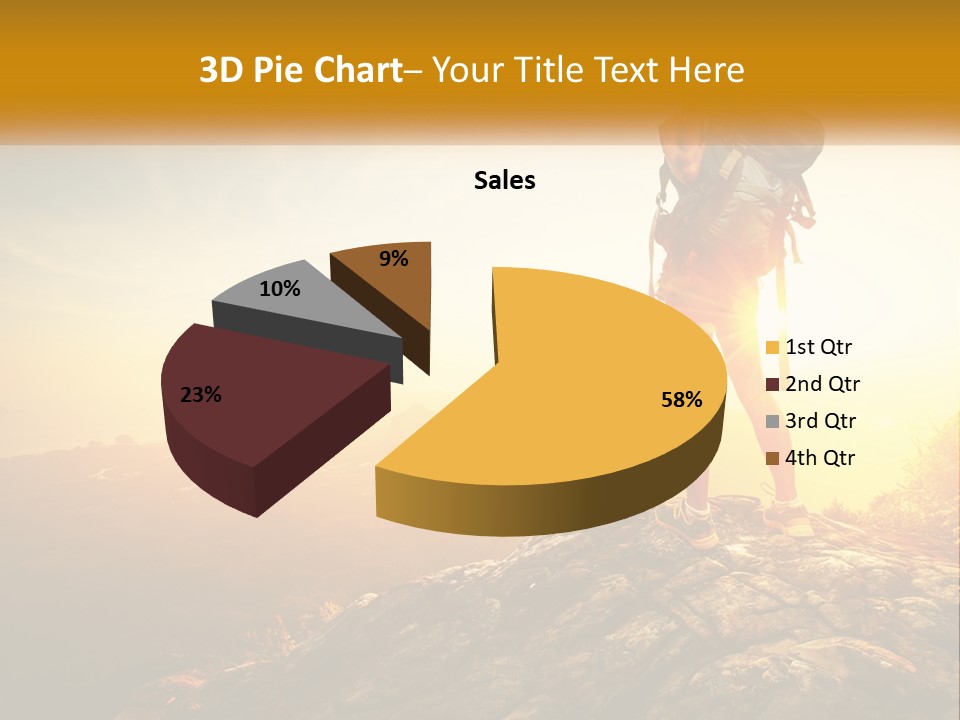 A Woman Standing On Top Of A Mountain With A Backpack PowerPoint Template