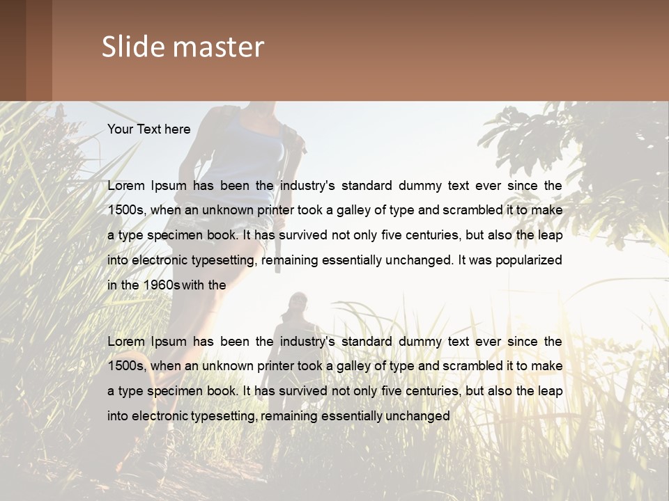 A Couple Of People Walking Through A Lush Green Field PowerPoint Template
