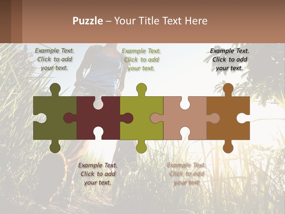 A Couple Of People Walking Through A Lush Green Field PowerPoint Template