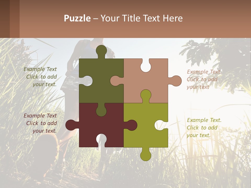A Couple Of People Walking Through A Lush Green Field PowerPoint Template