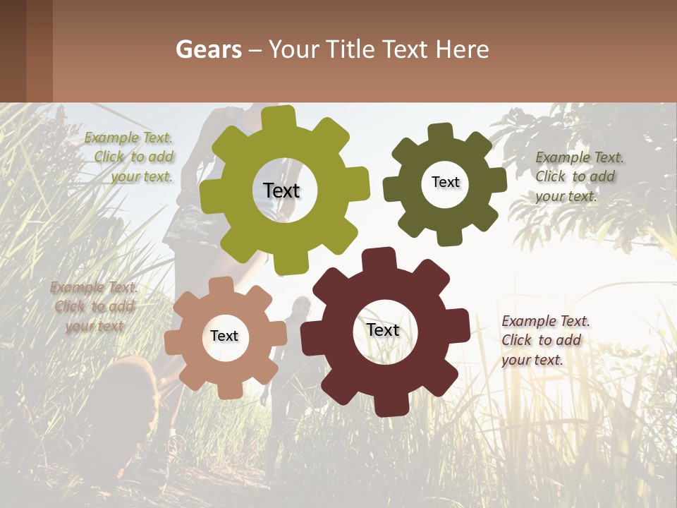 A Couple Of People Walking Through A Lush Green Field PowerPoint Template