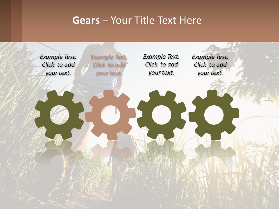 A Couple Of People Walking Through A Lush Green Field PowerPoint Template