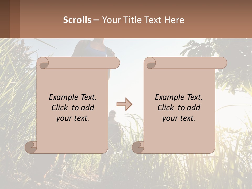A Couple Of People Walking Through A Lush Green Field PowerPoint Template