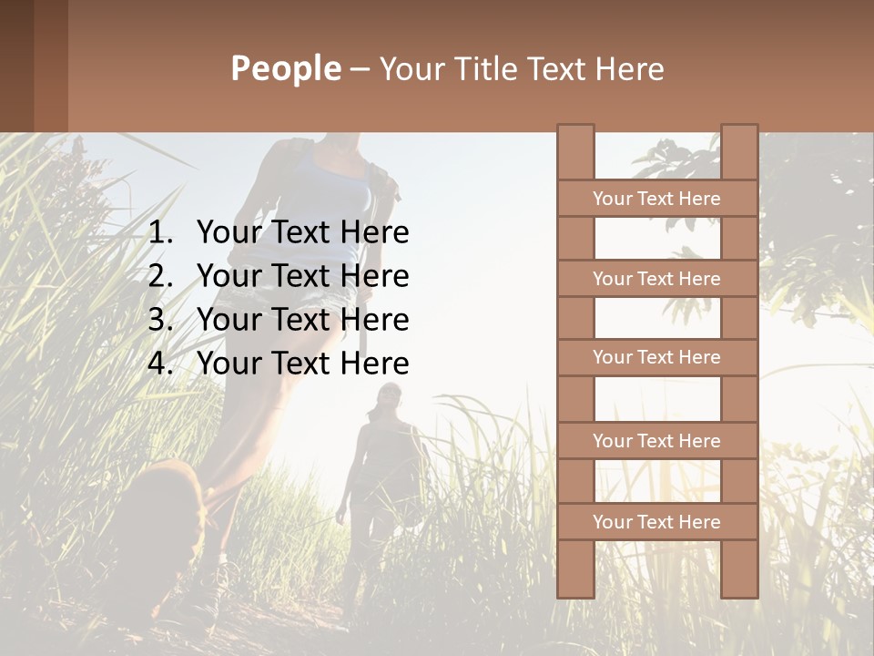 A Couple Of People Walking Through A Lush Green Field PowerPoint Template