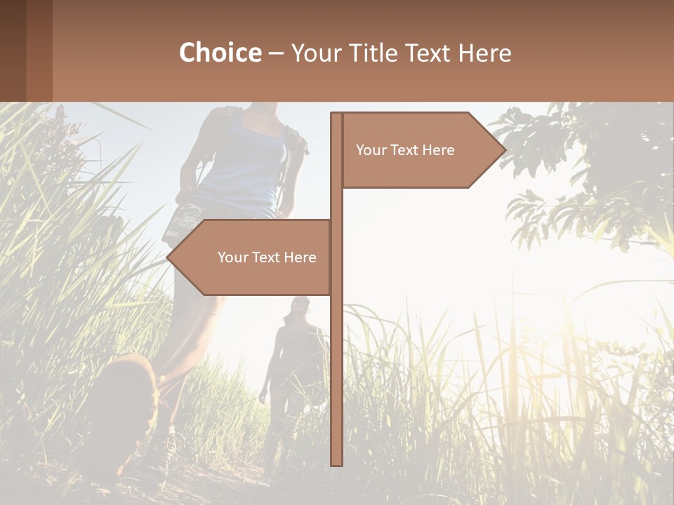 A Couple Of People Walking Through A Lush Green Field PowerPoint Template