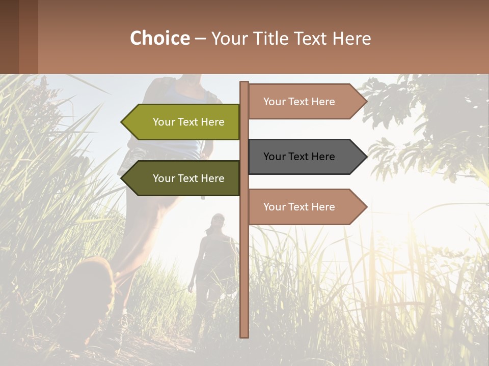 A Couple Of People Walking Through A Lush Green Field PowerPoint Template