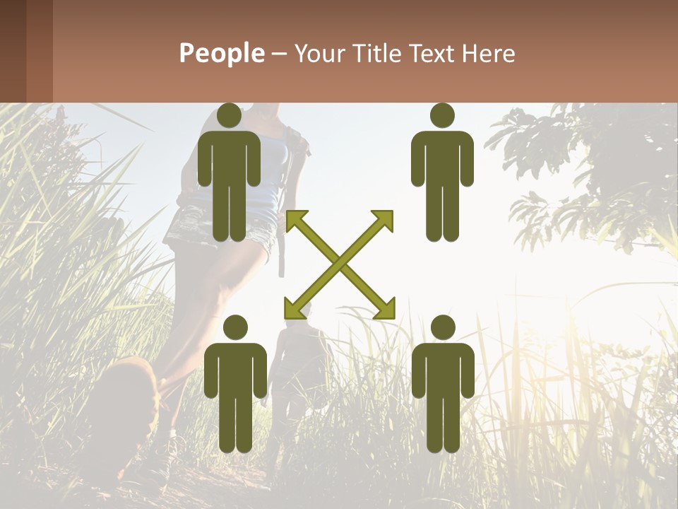 A Couple Of People Walking Through A Lush Green Field PowerPoint Template