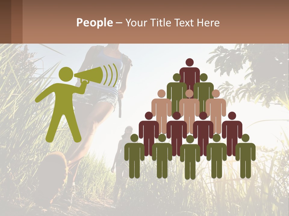 A Couple Of People Walking Through A Lush Green Field PowerPoint Template
