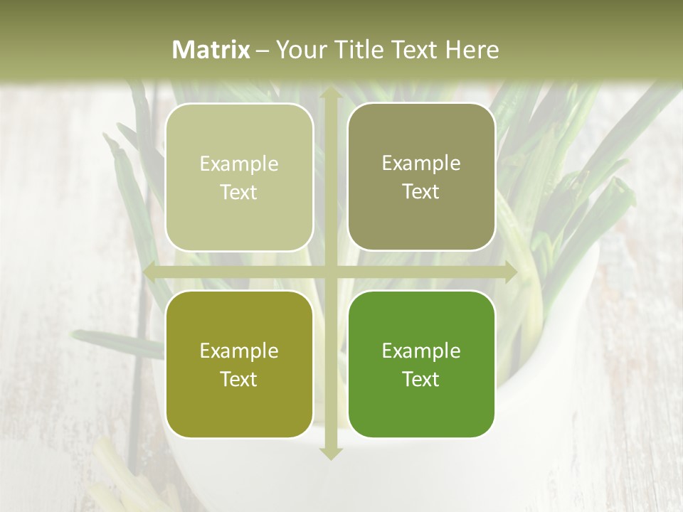 A White Bowl Filled With Green Plants On Top Of A Wooden Table PowerPoint Template