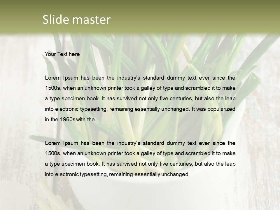 A White Bowl Filled With Green Plants On Top Of A Wooden Table PowerPoint Template