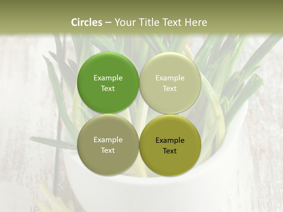 A White Bowl Filled With Green Plants On Top Of A Wooden Table PowerPoint Template