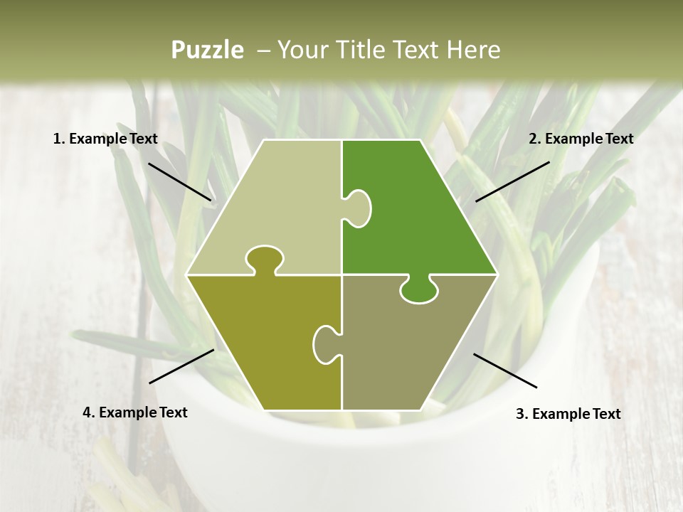 A White Bowl Filled With Green Plants On Top Of A Wooden Table PowerPoint Template