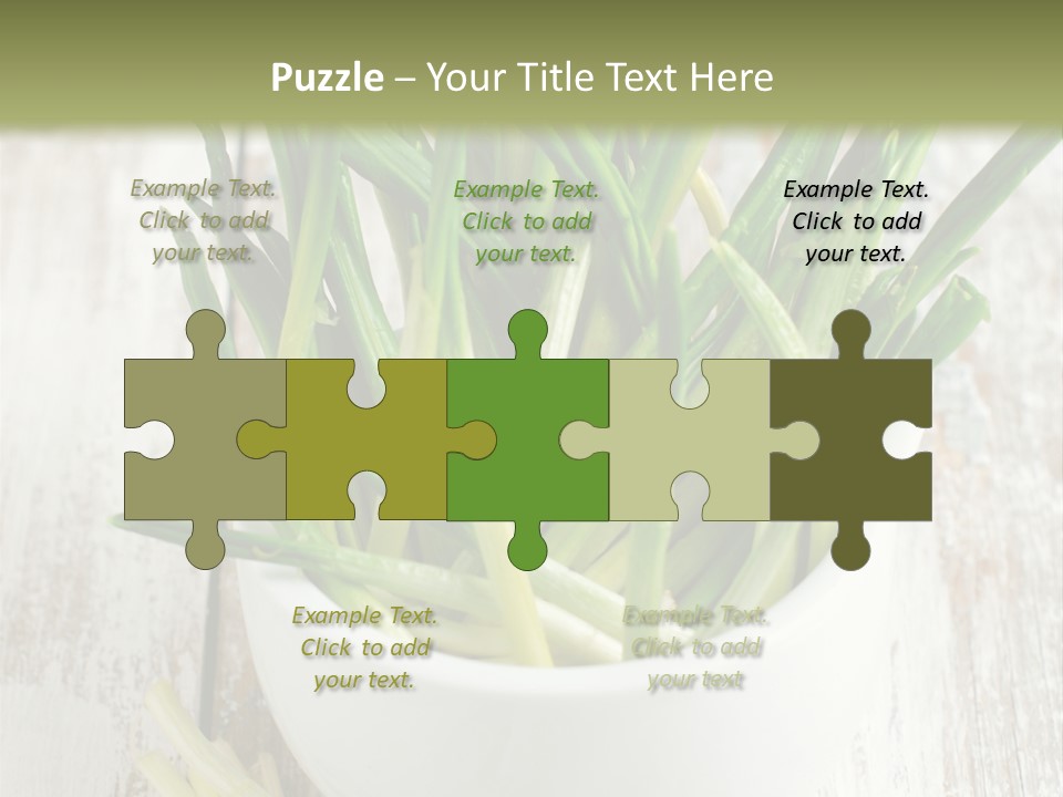 A White Bowl Filled With Green Plants On Top Of A Wooden Table PowerPoint Template