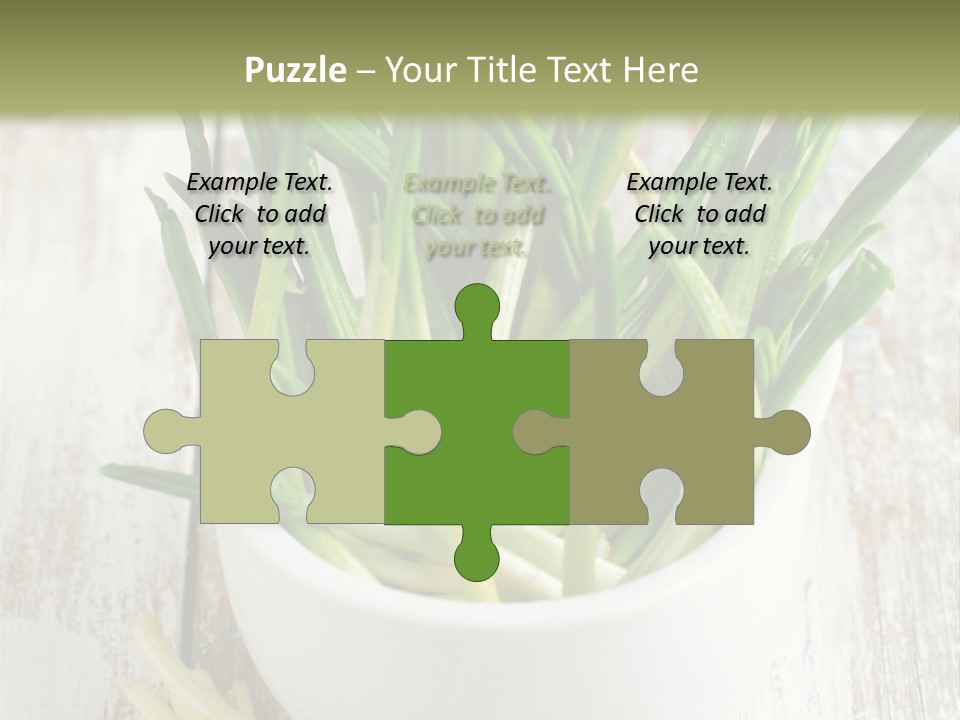 A White Bowl Filled With Green Plants On Top Of A Wooden Table PowerPoint Template
