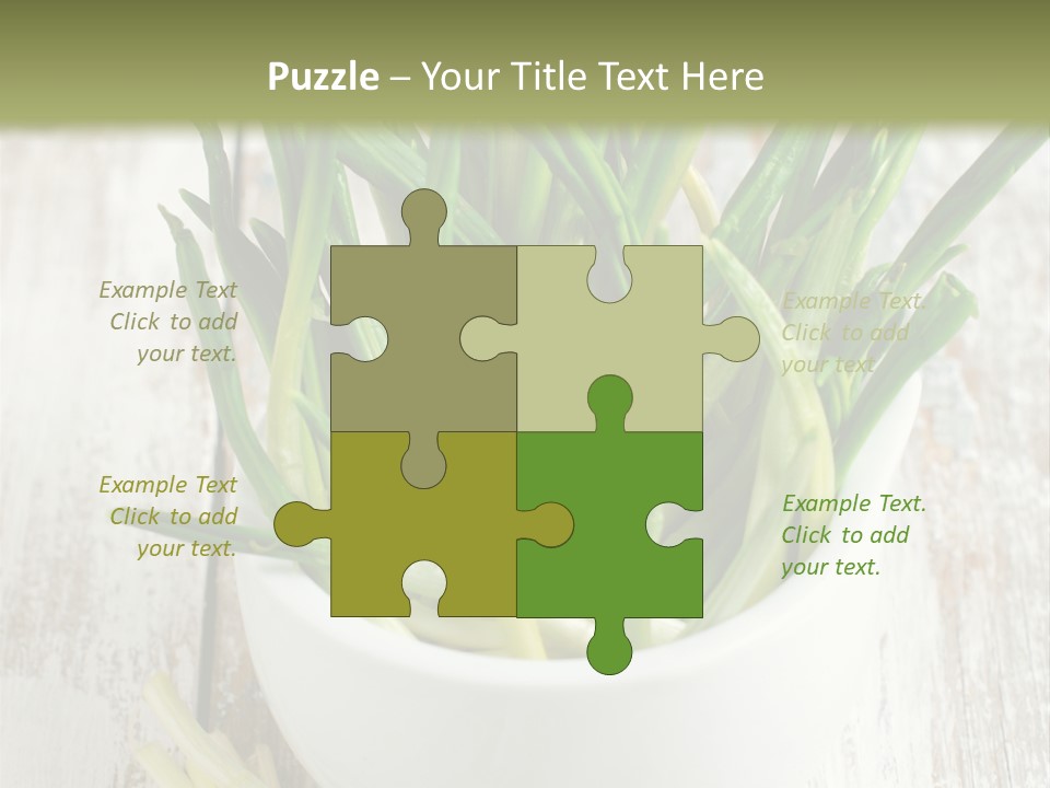 A White Bowl Filled With Green Plants On Top Of A Wooden Table PowerPoint Template