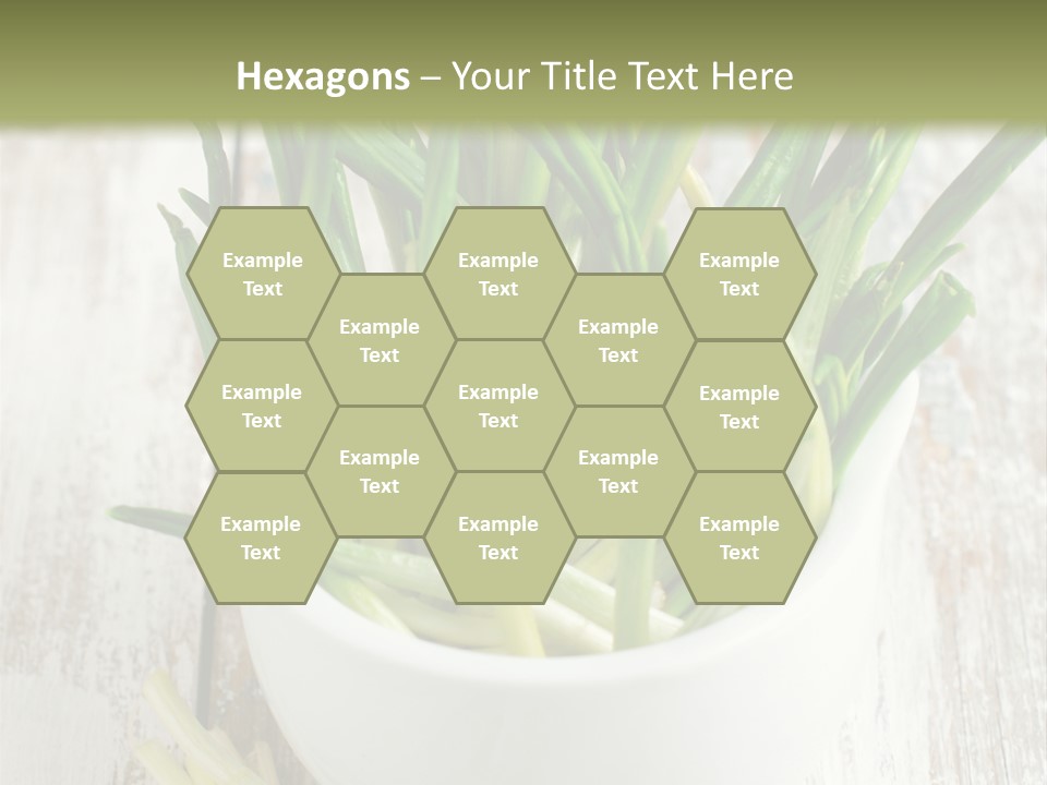 A White Bowl Filled With Green Plants On Top Of A Wooden Table PowerPoint Template