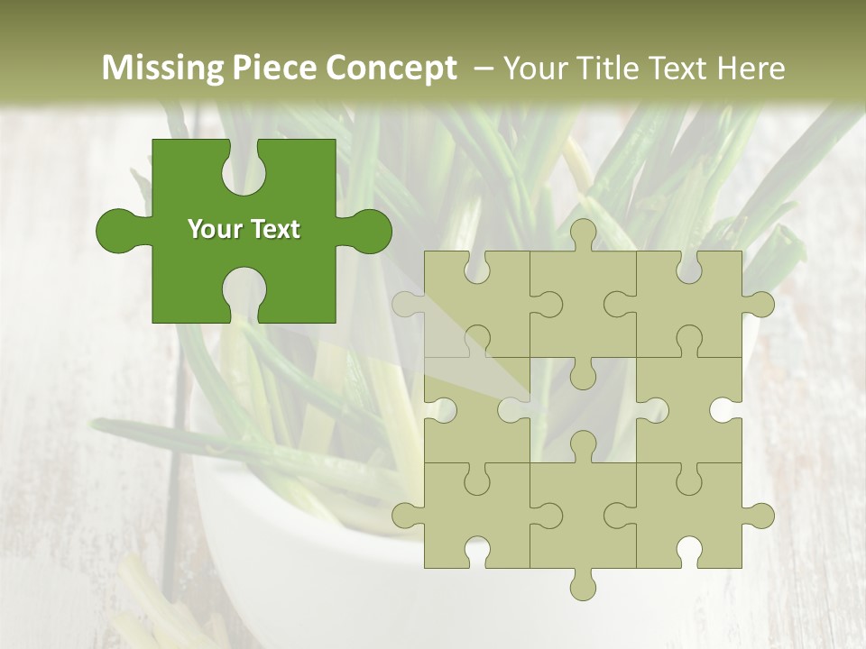 A White Bowl Filled With Green Plants On Top Of A Wooden Table PowerPoint Template