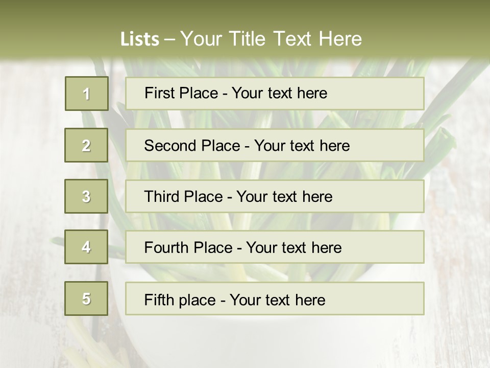 A White Bowl Filled With Green Plants On Top Of A Wooden Table PowerPoint Template