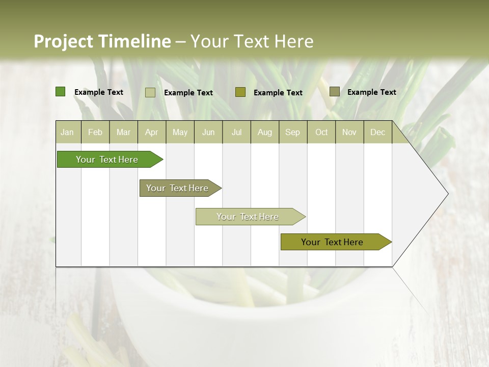 A White Bowl Filled With Green Plants On Top Of A Wooden Table PowerPoint Template