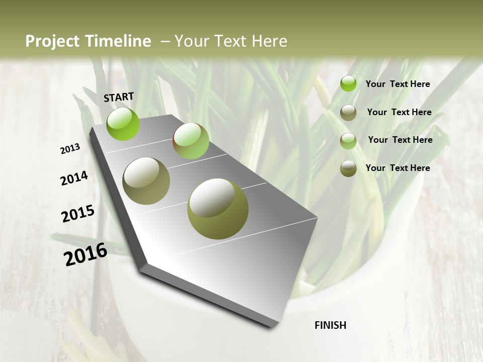 A White Bowl Filled With Green Plants On Top Of A Wooden Table PowerPoint Template