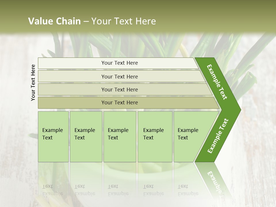 A White Bowl Filled With Green Plants On Top Of A Wooden Table PowerPoint Template