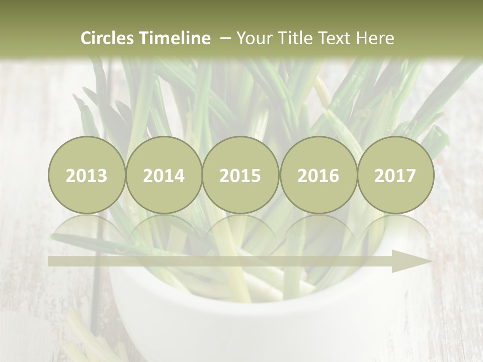 A White Bowl Filled With Green Plants On Top Of A Wooden Table PowerPoint Template