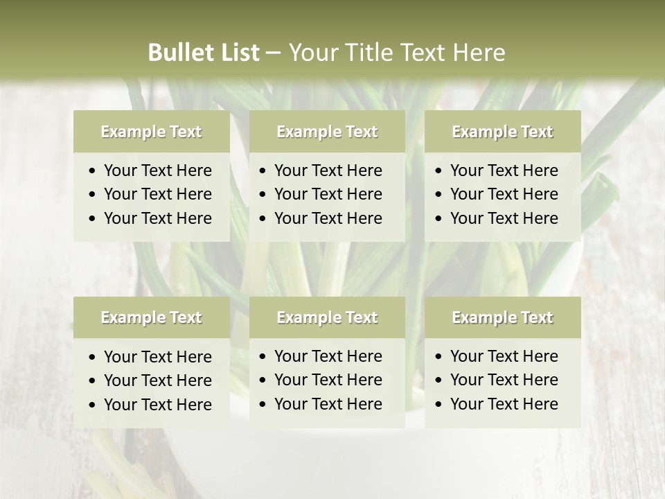 A White Bowl Filled With Green Plants On Top Of A Wooden Table PowerPoint Template