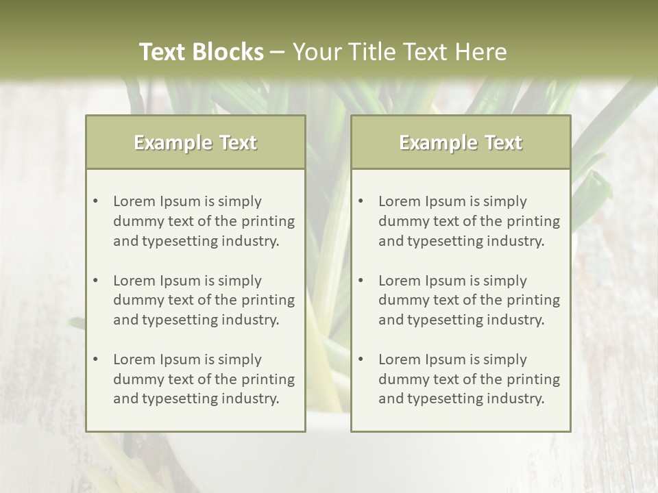 A White Bowl Filled With Green Plants On Top Of A Wooden Table PowerPoint Template