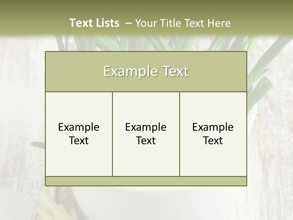 A White Bowl Filled With Green Plants On Top Of A Wooden Table PowerPoint Template
