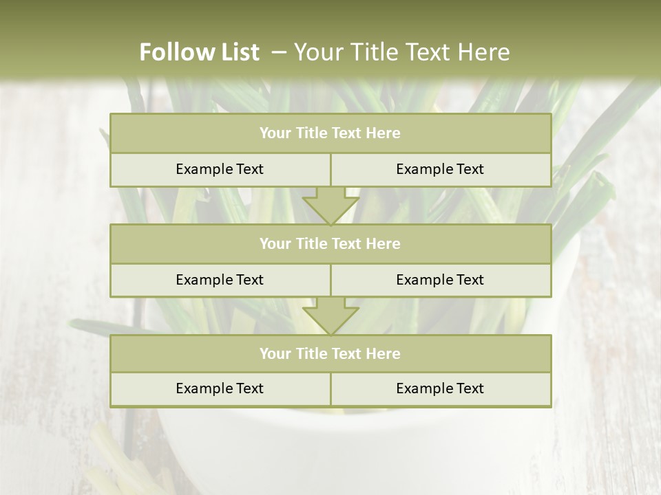 A White Bowl Filled With Green Plants On Top Of A Wooden Table PowerPoint Template