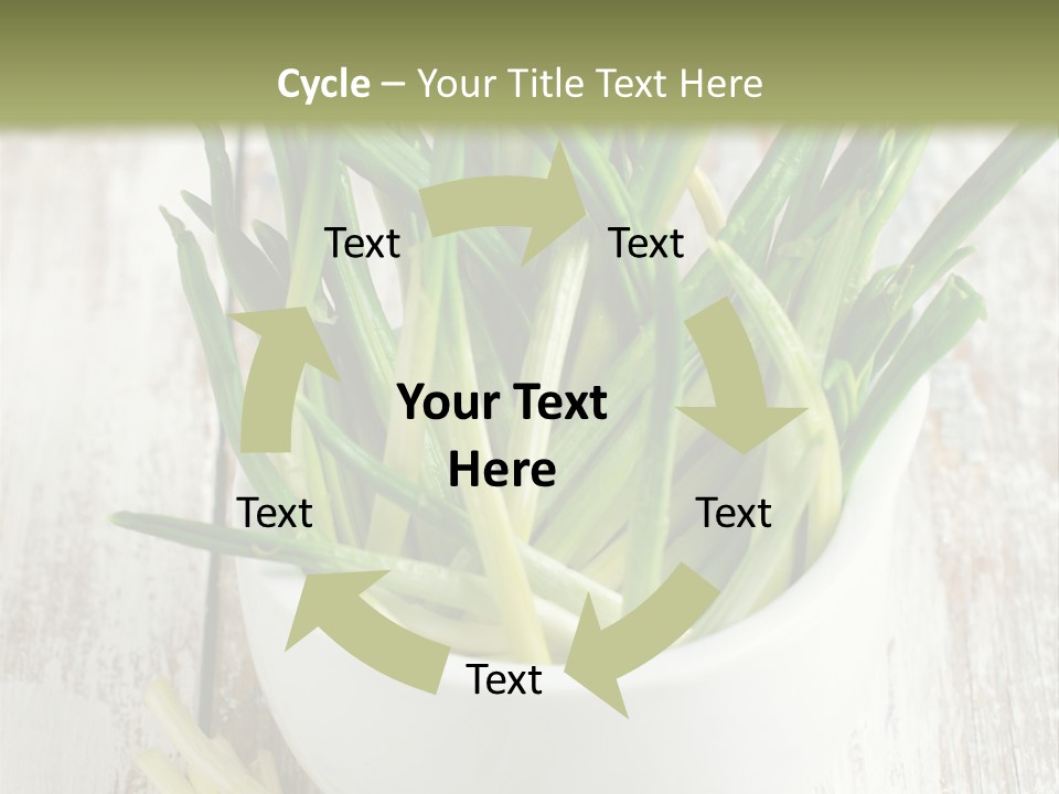A White Bowl Filled With Green Plants On Top Of A Wooden Table PowerPoint Template