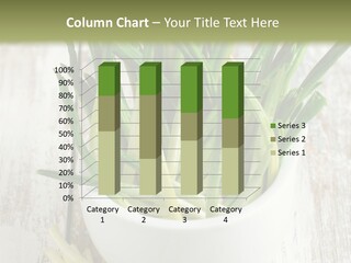 A White Bowl Filled With Green Plants On Top Of A Wooden Table PowerPoint Template