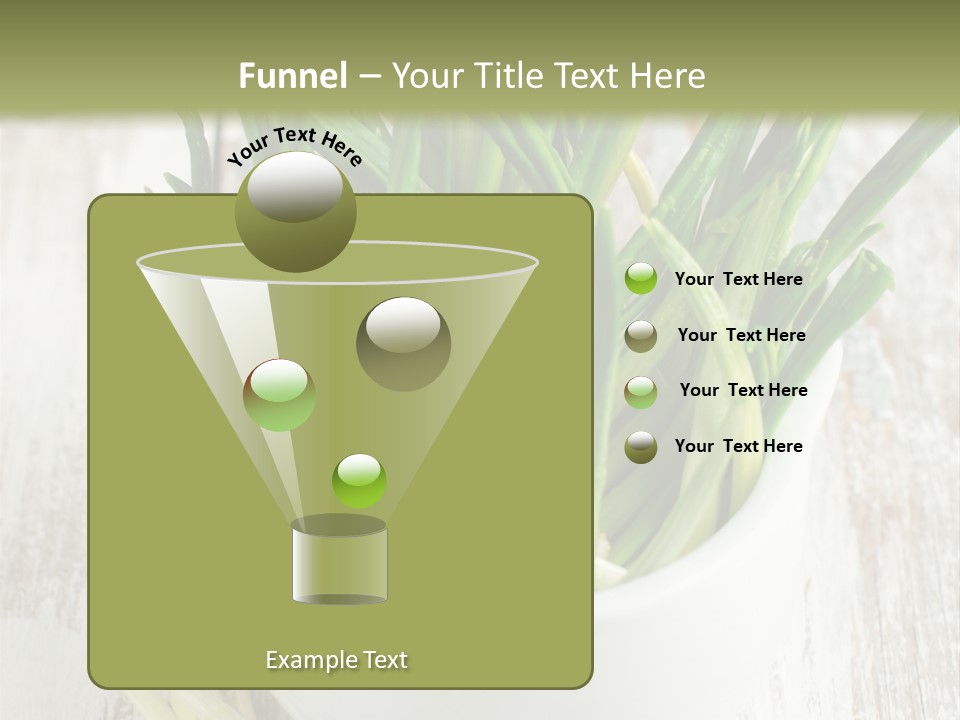 A White Bowl Filled With Green Plants On Top Of A Wooden Table PowerPoint Template