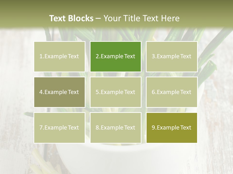 A White Bowl Filled With Green Plants On Top Of A Wooden Table PowerPoint Template