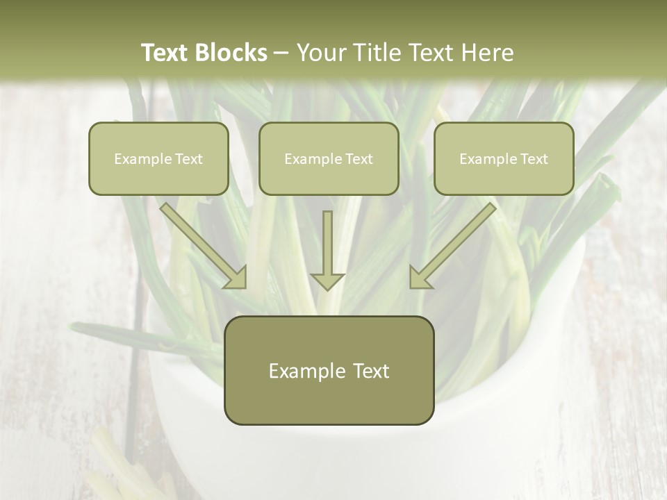 A White Bowl Filled With Green Plants On Top Of A Wooden Table PowerPoint Template