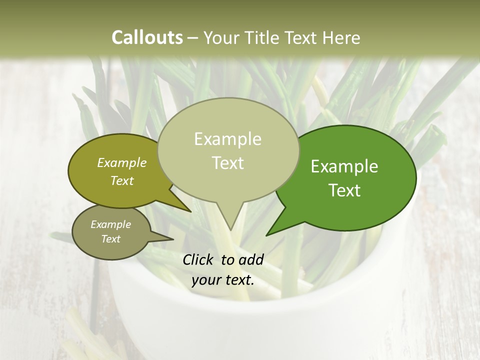 A White Bowl Filled With Green Plants On Top Of A Wooden Table PowerPoint Template