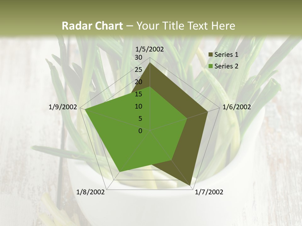 A White Bowl Filled With Green Plants On Top Of A Wooden Table PowerPoint Template